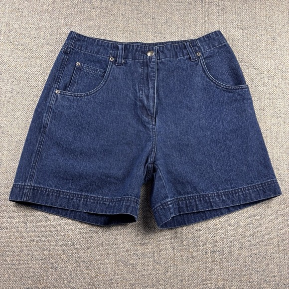 Woolrich Pants - Woolrich Women's Blue Solid Denim Chino Shorts Regular Pockets Button 8